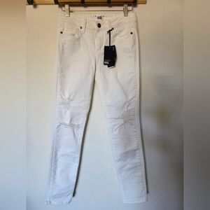 Paige Verdugo Ankle Skinny‎ Distressed Jean Oleander White Size 28